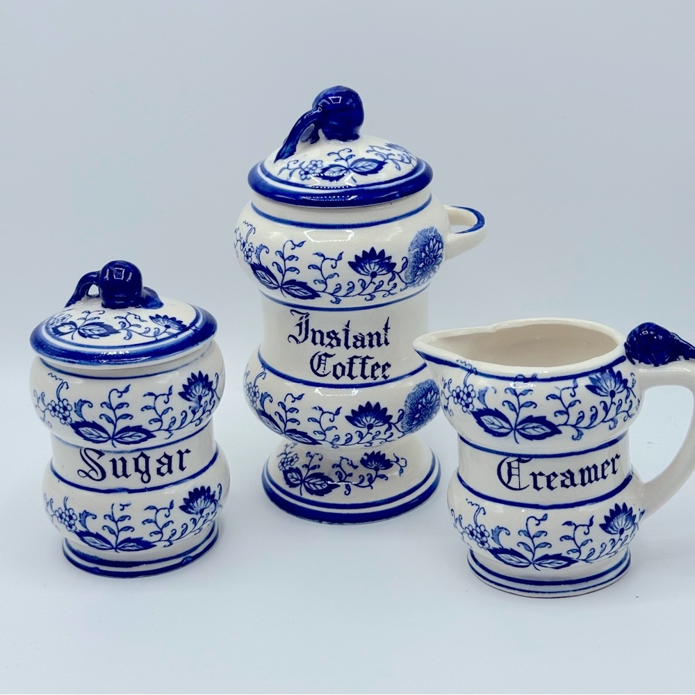 Vintage BLUE DANBUE,JAPAN, Cobalt Blue, Coffee, Sugar & Creamer Set